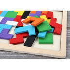 Puzzle Tetris din Lemn, Tip Montessori, 40 Piese